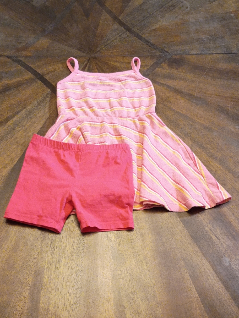 Falls Creek Kids 2T Pink Striped Sundress & Bike Shorts Set